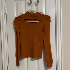 BB Dakota Burnt Orange Cut-Out Blouse